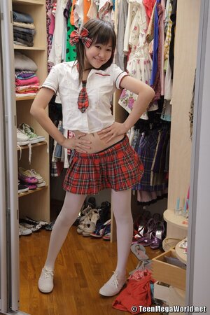 Asian schoolgirl shows upskirt and prepares for hard loving