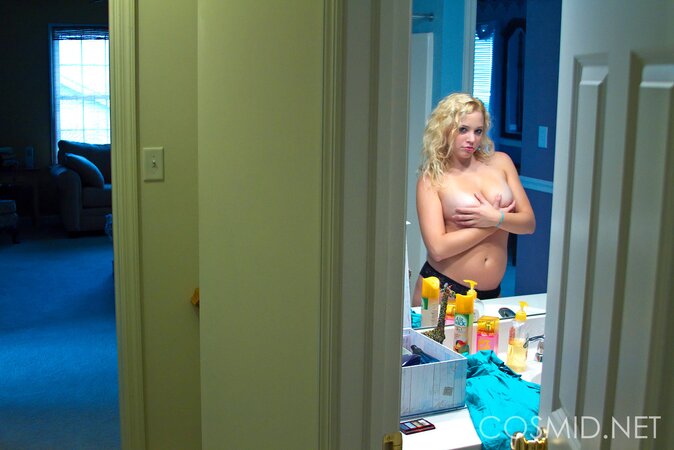 Nothing can stop blonde from exposing her lovely breasts