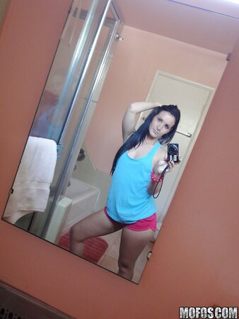 Brunette girl is sure that her naked pictures will boost boyfriend's mood