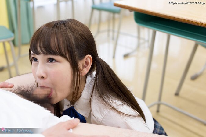 Petite Japanese cutie shows off her cock sucking skills