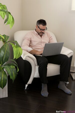 Inked redhead flaunts her tight ass to get fucked by her dad