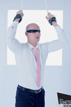 Brunette with a sexy ponytail discovers her sub's fine taste