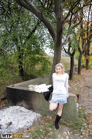 Hot blondie extends an invitation for public fucking in HQ