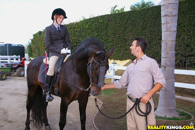 Tight horseriding hoe is going to get fucked by a real stud