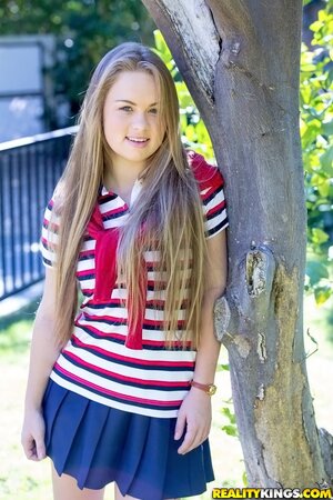Twisted teen with a hot body showing it all off outside