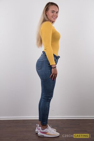 This not so frail teen lady with amazing curves shows off her bod