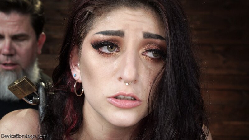 Submissive brunette girl enjoys bondage with no limits at all