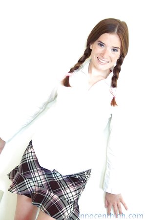 Glorious ginger chick takes a part in a hot solo sex video showing off back door