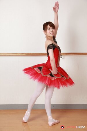 Joyful Japanese ballerina prefers to dance with her perky tits exposed