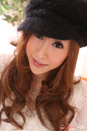 Red-haired Japanese girl surrounded by guys who undress teen to touch her boobs