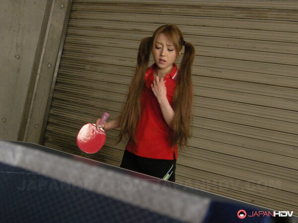 Japanese table tennis player Ria Sakurai enjoys a face fucking by her coach
