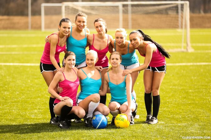 Italian women are playing soccer and stripping naked after