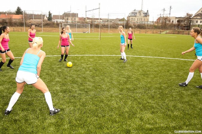 Italian women are playing soccer and stripping naked after