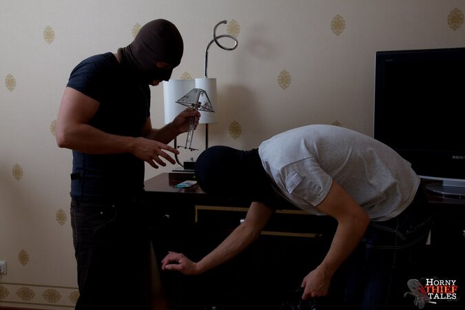 Young brunette is forced into sex with 2 masked home invaders