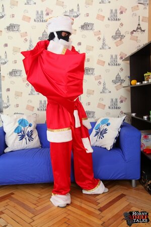 Krystal Boyd gets banged and jizzed on by Santa Claus in ski mask