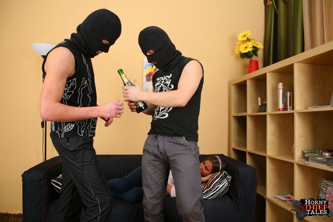 Anna Germiona is stripped and banged by two men in ski masks