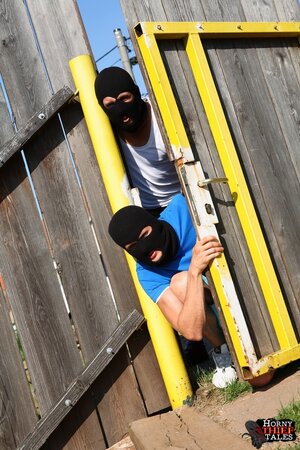 Alina is forced into a hardcore threesome by masked men on a patio