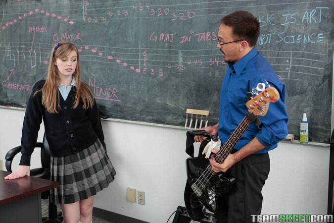 With her teacher's hard boner in sight, this cutie gets wet