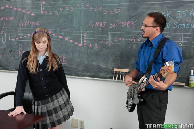 With her teacher's hard boner in sight, this cutie gets wet