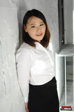 Aki Sasahara gagged in white blouse and black skirt