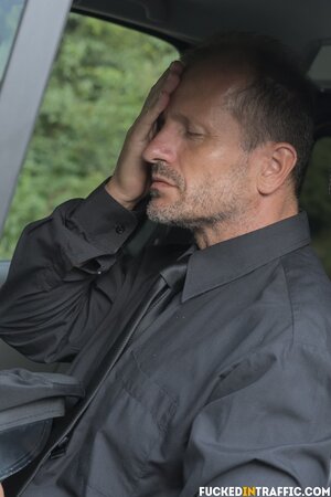 Brunette Kattie Hill rides shaggin' wagon and gets covered in cum