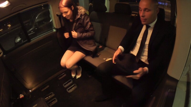 Brunette from Europe is going to fuck her bald-headed driver