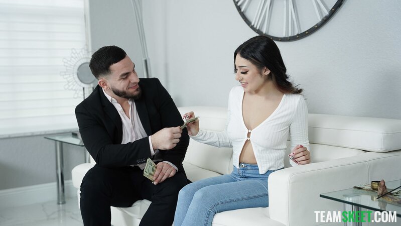 Violet Gems enjoys intense sofa sex with boss Peter Green