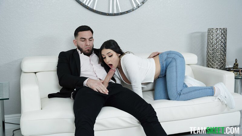 Violet Gems enjoys intense sofa sex with boss Peter Green