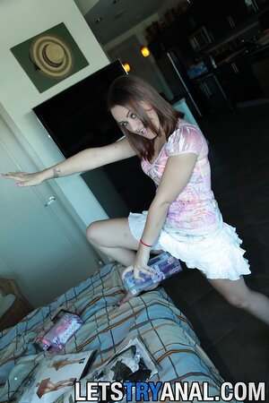 Playful gal Alisa Ford teases BF by flashing pussy and rubbing her clit