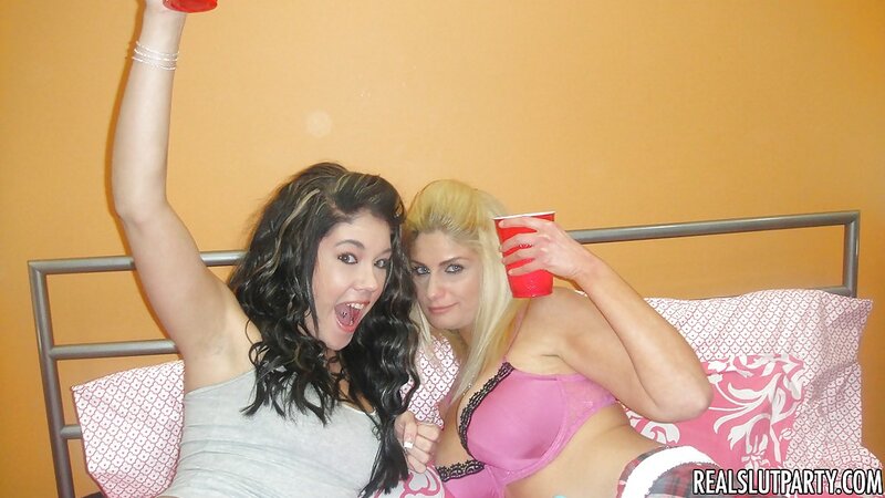 College girls drink a little bit and easily flash nice breasts at the party