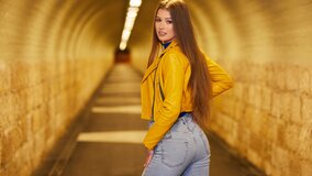 Petite astonishing slut anal creampied in club by fat cock dude