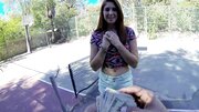 Redhead tweaks her nipples on the tennis court in this hot video