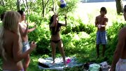 Bunch of horny amateur bitches are ready for a freaky orgy outdoors
