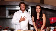A girl is with a guy in the kitchen, fucked on the prep table