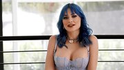 Dreams about lesbian twosome come true for models with blue hair