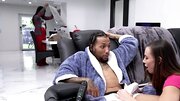 Shameless wench seduces her black BF on sex when mom is at home