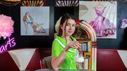 Cute brunette Jolie Butt spreading herslef in the bar