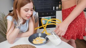 Cute Babes Live Together And Have Breakfast Cute Pussies